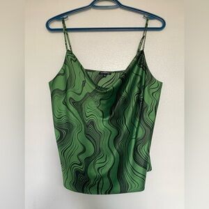 Dynamite Satin Look Spaghetti Strap Cowl Neck Top